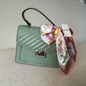 Aldo Mint Green Bag with Floral Scarf